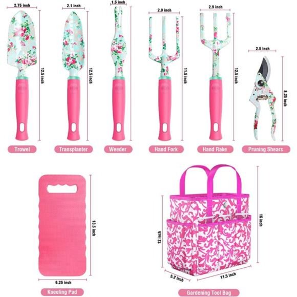 Gardening Tools, 8 Pcs Heavy Duty Floral Garden Tool Set for Women - Picture 6 of 6